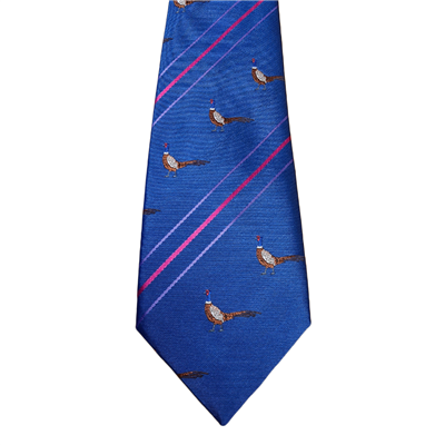 Taylors Ties Pheasant & Stripe Tie - Electric Blue